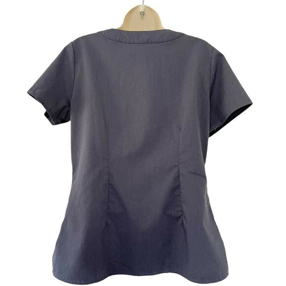 Healing Hands Purple Label Womens M  2167 Jane Gray Two Pocket Y-Neck Scrub Top - Picture 3 of 8